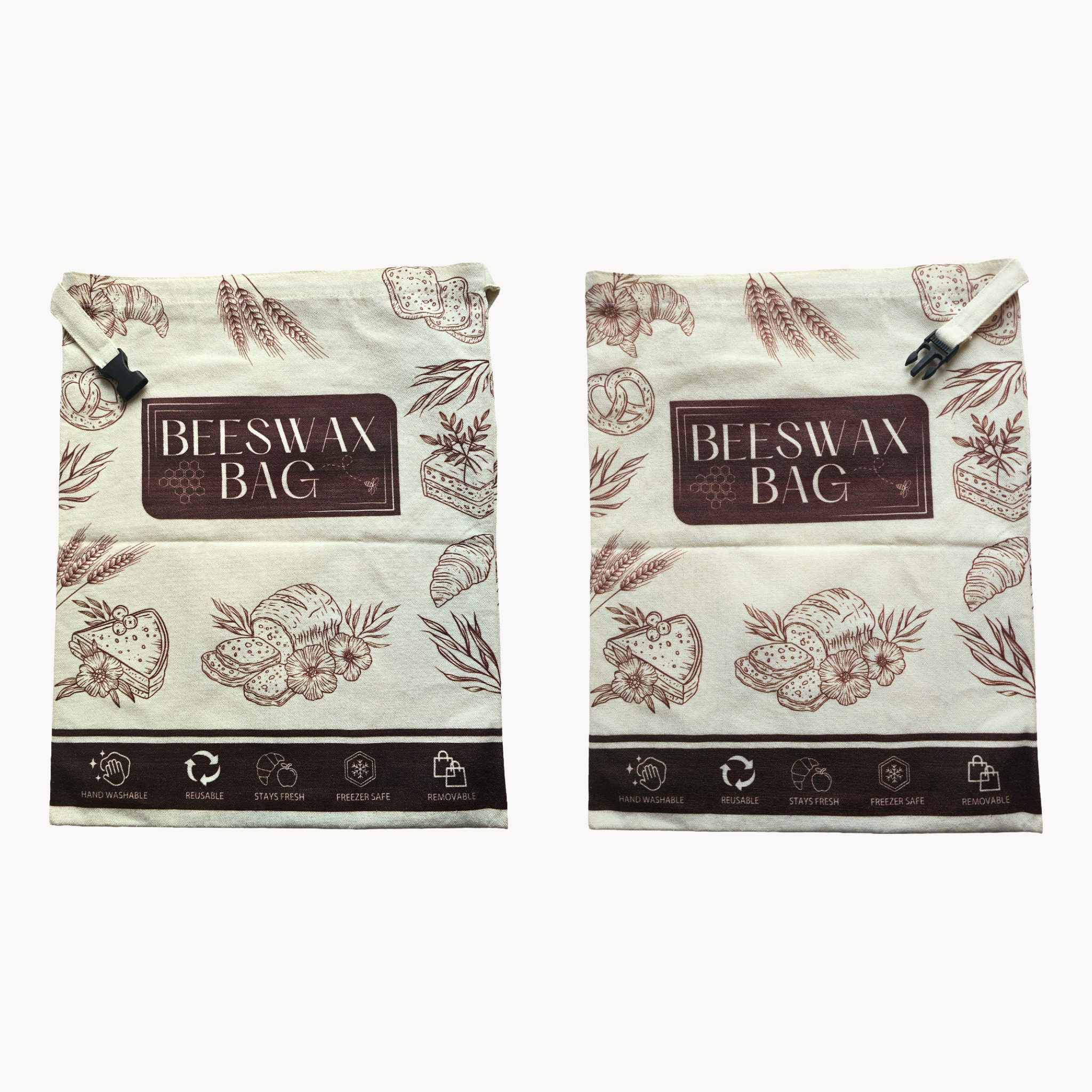 Bijenwas broodzakken 2-pack 33 x 43 cm