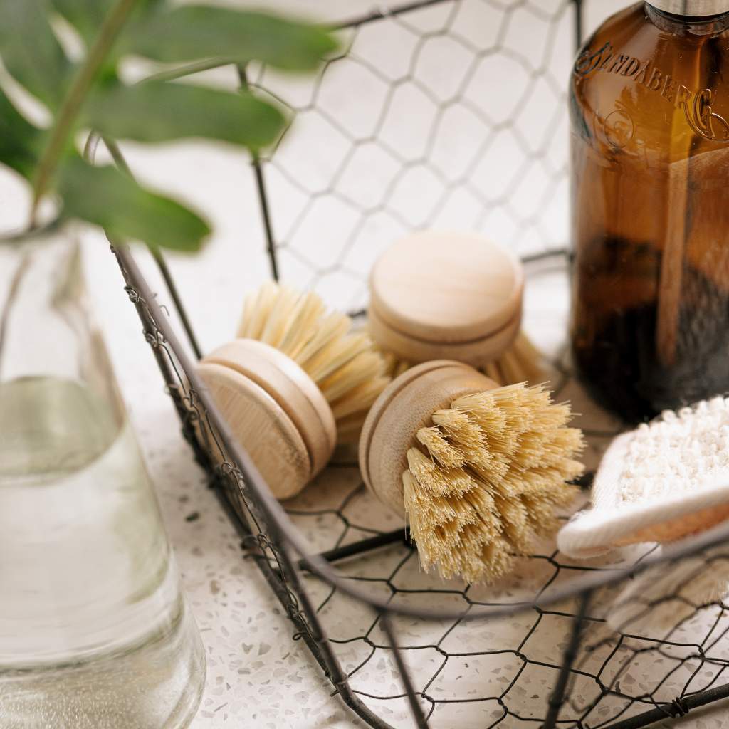 Vervangbare afwasborstelkop met natuurlijke vezels