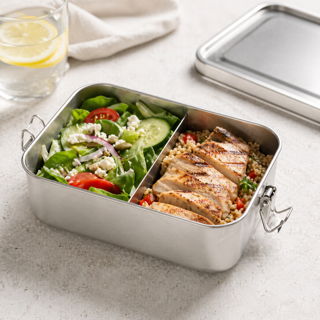RVS lunchbox 850 ml met verdeler