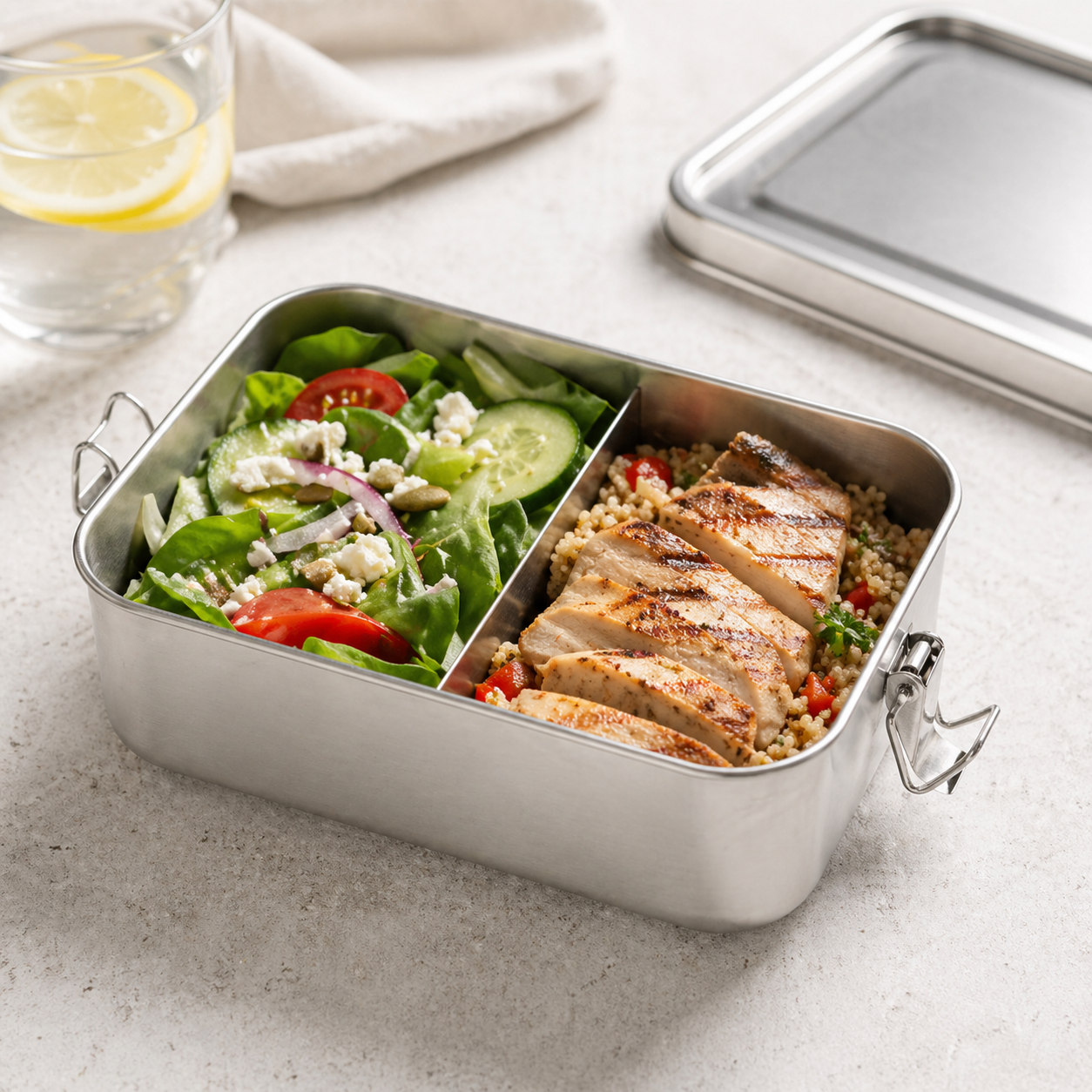 RVS lunchbox 850 ml met verdeler