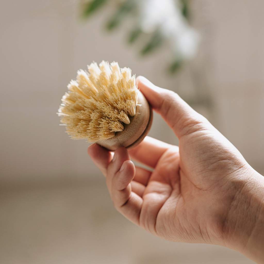 Vervangbare afwasborstelkop met natuurlijke vezels